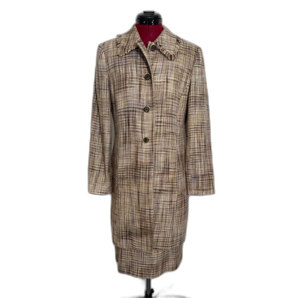 Le Suit Skirt Suit Women's Size 6 Multi-Colored Plaid 2-Piece Set Blazer & Skirt